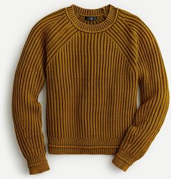 Garment-washed crewneck sweater