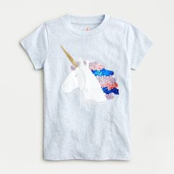Girls' "Fake it til you make it" unicorn T-shirt with sequins