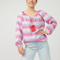 Peasant top in metallic pastel stripe