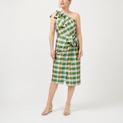 One-shoulder dress in plaid