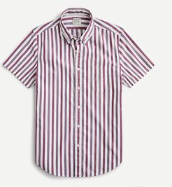 Short-sleeve stretch Secret Wash cotton poplin shirt in multistripe