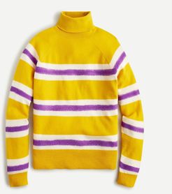 Turtleneck sweater in striped boiled wool