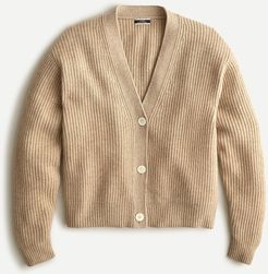 Ribbed cashmere V-neck cardigan sweater