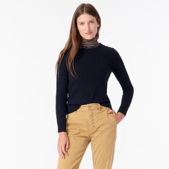 Cable-knit cashmere crewneck sweater with shoulder buttons