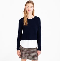 Lambswool shirttail sweater in white