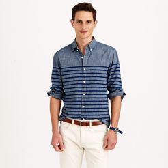 Slim chambray shirt in cove blue stripe