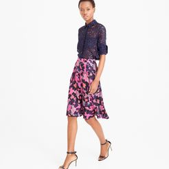 Collection A-line silk twill skirt in watercolor floral