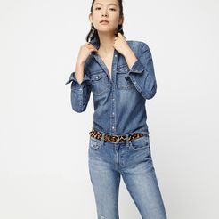 Petite Western chambray shirt in vintage indigo