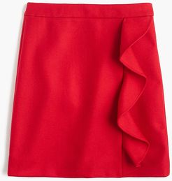 Ruffle mini skirt in double-serge wool