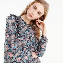 Tall ruffle-front top in paisley floral
