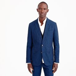 Ludlow Slim-fit unstructured suit jacket in blue cotton-linen