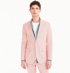Ludlow Slim-fit unstructured suit jacket in houndstooth cotton-linen