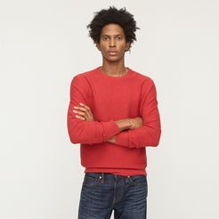 Cotton crewneck sweater in garter stitch