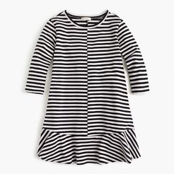 Girls' ruffle-hemmed dress in stripes