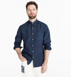 Slim stretch Secret Wash shirt in garment-dyed solid poplin