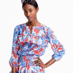 Long-sleeve ruffle top in Ratti&#174; Rio floral