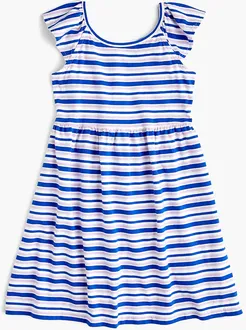 Girls' flutter-sleeve dress in stripe