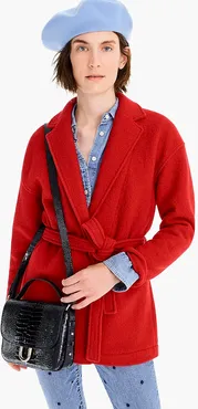 Petite Camille short wrap coat in Italian boiled wool