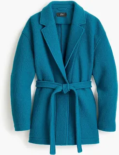 Petite Camille short wrap coat in Italian boiled wool