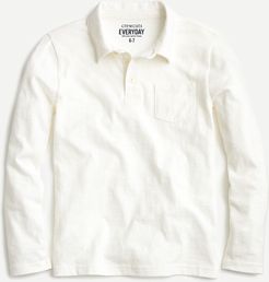 Boys' long-sleeve slub cotton polo shirt