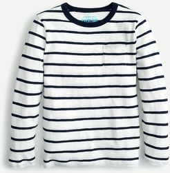 Boys' long-sleeve T-shirt in navy stripe