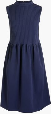 High-neck sleeveless dress in stretch faille