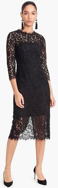 Long-sleeve lace sheath dress