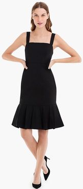 Stretch faille dress with fluted hem