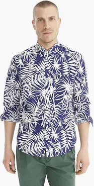 Slim stretch Secret Wash shirt in jungle print