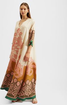 Muumuu Dress (placed) - Donna Ldj Archive Stucco Tobacco L