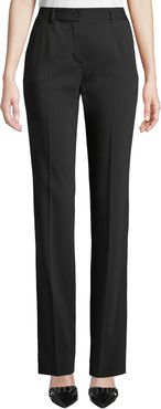 Kate Mid-Rise Straight-Leg Wool Pants