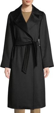 Manuel Belted Camel Hair Coat, Black