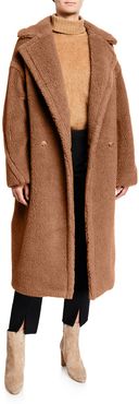 Double-Breasted Camel Hair Blend Teddy Coat