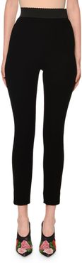 High-Rise Scalloped-Waist Wool Leggings