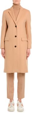 Cashmere Single-Breasted Slim Coat, Camel