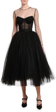 Netted Illusion Bustier Tulle Dress