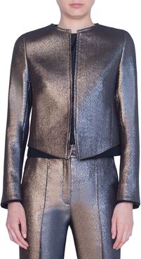 Iridescent Golden Zip-Front Jacket