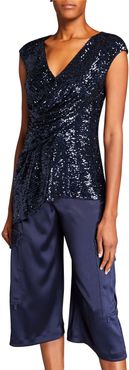 Sequined Draped Front