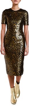 Sequined Fitted Sheath Dress