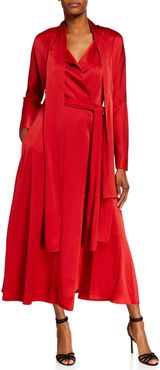 Viscose Satin Tie-Neck Wrap Dress