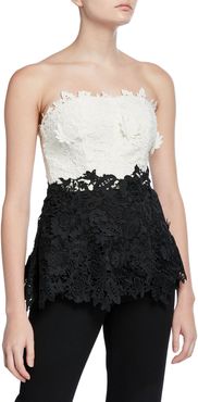 Two-Tone Chantilly Lace Strapless Top