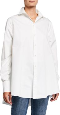 Cotton A-Line Button-Front Shirt