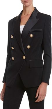 6-Button Oversized Grain de Poudre Jacket with Satin Lapel