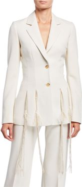 Maurice Beaded-Fringed Crepe Blazer