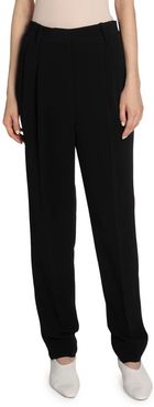 High-Rise Belted Straight-Leg Pants
