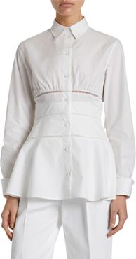 Poplin Peplum Button-Front Shirt