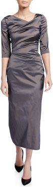 1/2-Sleeve Stretch Silk Gown