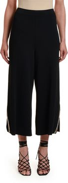 Embroidered Compact Knit Trousers