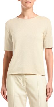 Cashmere Shimmer Short-Sleeve Sweater