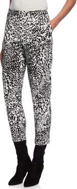 Abstract Animal-Print Crepe Cropped Pants